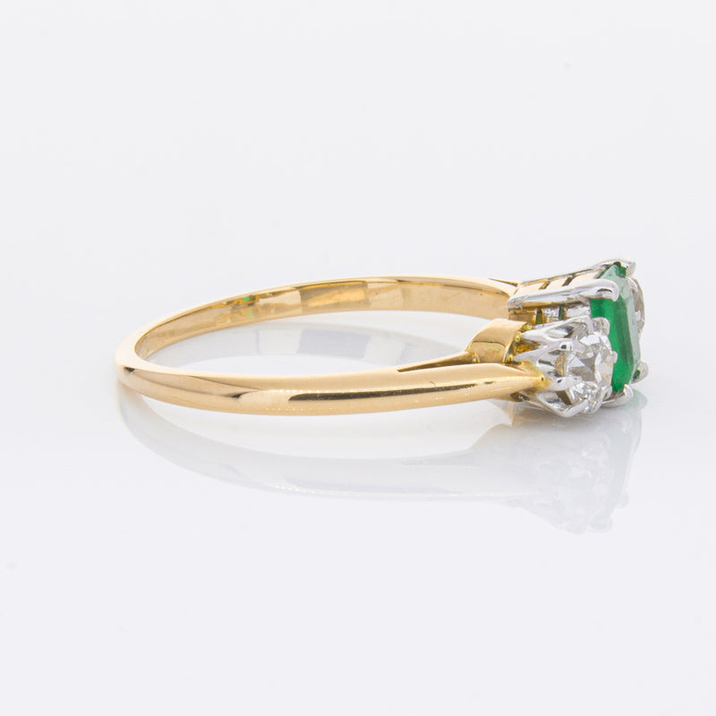 Deja Vu 17ct Yellow Gold & Platinum .50ct Emerald & Diamond Ring-Ring-Walker & Hall