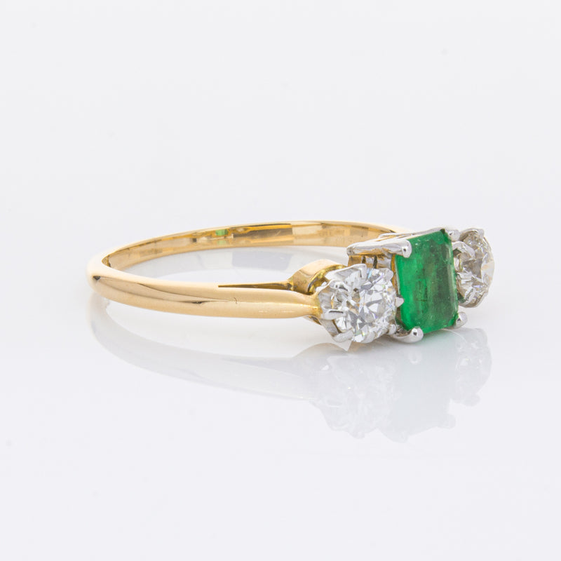 Deja Vu 17ct Yellow Gold & Platinum .50ct Emerald & Diamond Ring-Ring-Walker & Hall