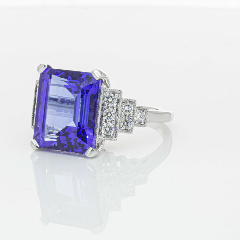 18ct White Gold 7.35ct Tanzanite & Diamond Maya Ring-Ring-Walker & Hall