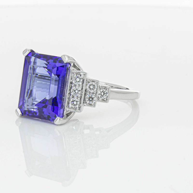 18ct White Gold 7.35ct Tanzanite & Diamond Maya Ring-Ring-Walker & Hall