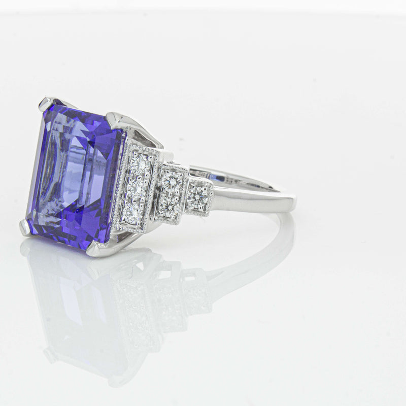 18ct White Gold 7.35ct Tanzanite & Diamond Maya Ring-Ring-Walker & Hall