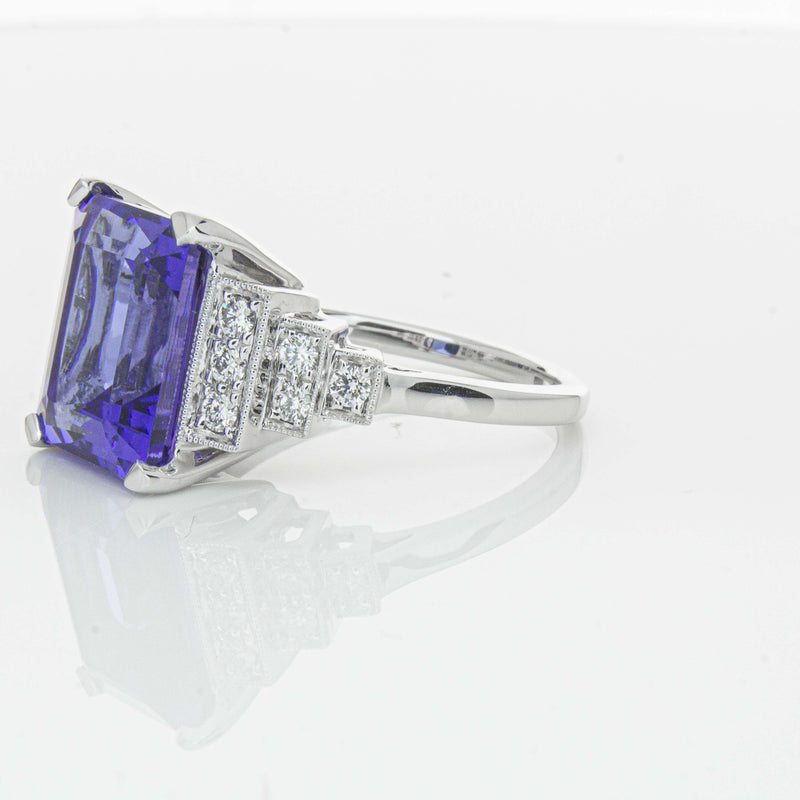 18ct White Gold 7.35ct Tanzanite & Diamond Maya Ring-Ring-Walker & Hall