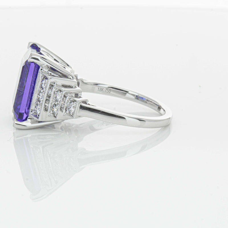 18ct White Gold 7.35ct Tanzanite & Diamond Maya Ring-Ring-Walker & Hall