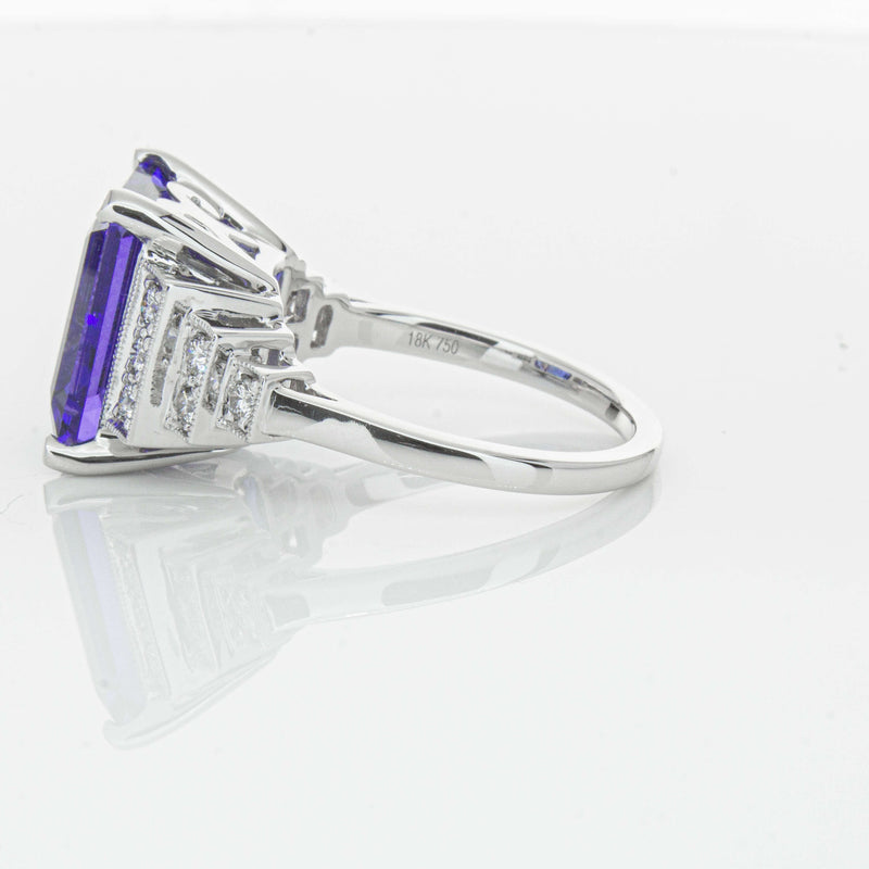 18ct White Gold 7.35ct Tanzanite & Diamond Maya Ring-Ring-Walker & Hall