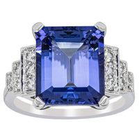 18ct White Gold 7.35ct Tanzanite & Diamond Maya Ring-Ring-Walker & Hall