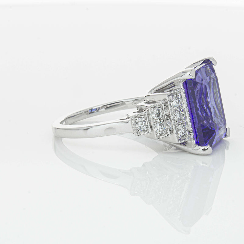 18ct White Gold 7.35ct Tanzanite & Diamond Maya Ring-Ring-Walker & Hall