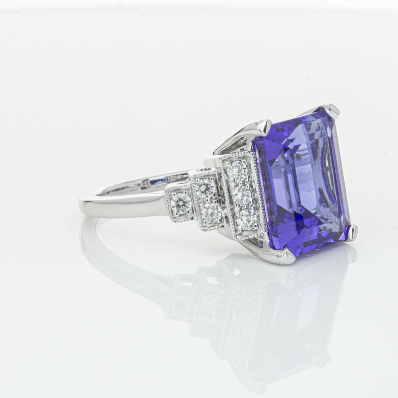 18ct White Gold 7.35ct Tanzanite & Diamond Maya Ring-Ring-Walker & Hall