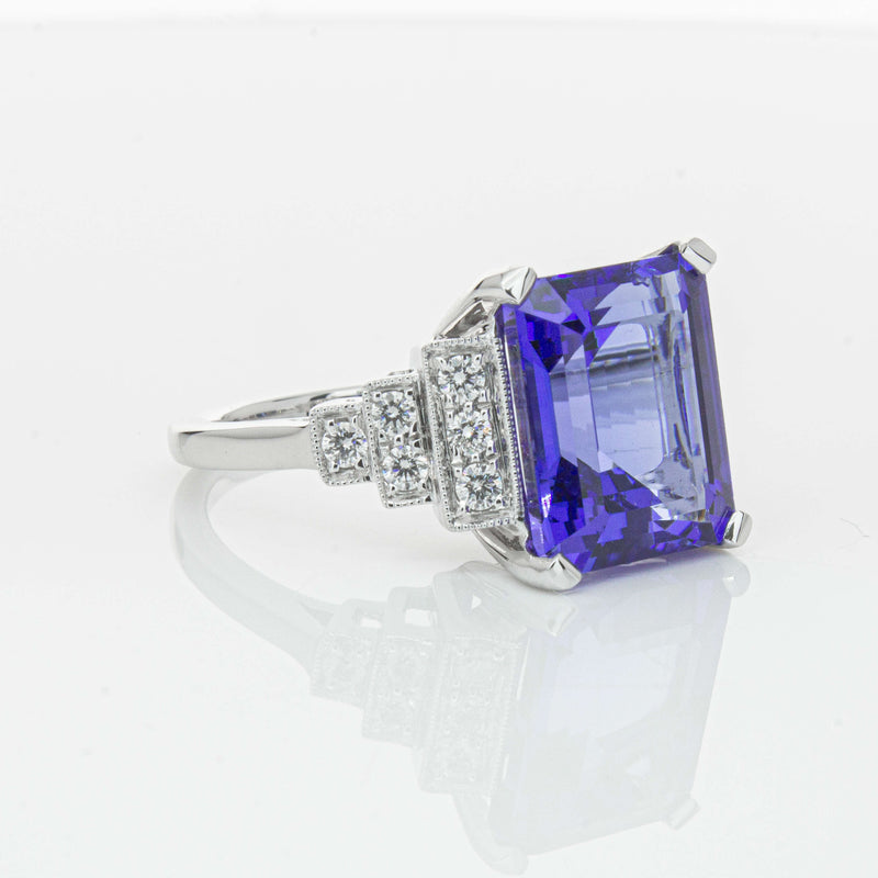18ct White Gold 7.35ct Tanzanite & Diamond Maya Ring-Ring-Walker & Hall