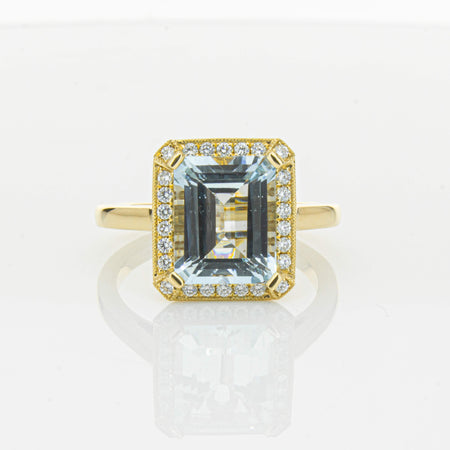 18ct Yellow Gold 3.00ct Aquamarine & Diamond Empire Ring-Ring-Walker & Hall