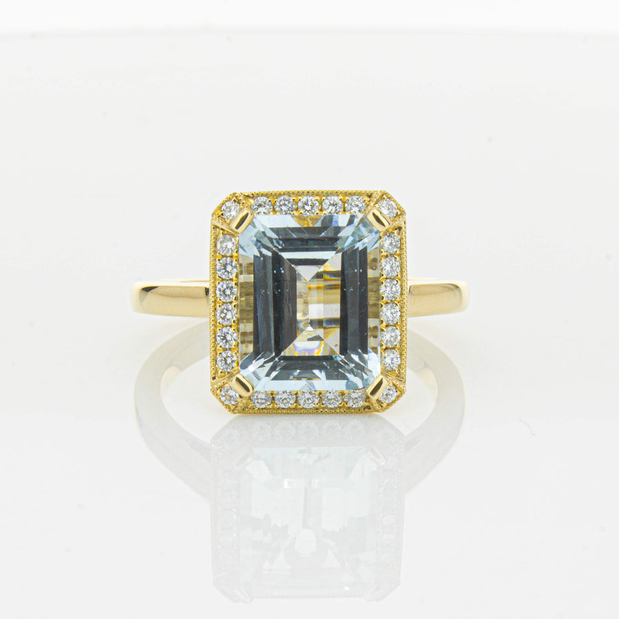18ct Yellow Gold 3.00ct Aquamarine & Diamond Empire Ring-Ring-Walker & Hall
