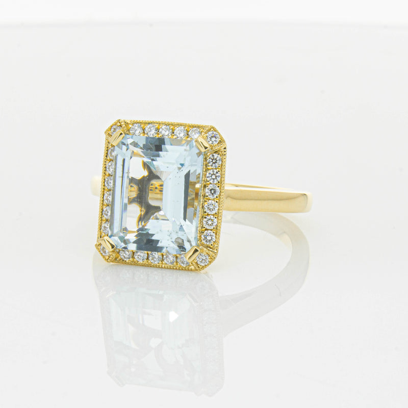 18ct Yellow Gold 3.00ct Aquamarine & Diamond Empire Ring-Ring-Walker & Hall