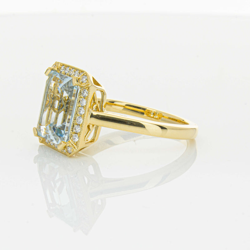 18ct Yellow Gold 3.00ct Aquamarine & Diamond Empire Ring-Ring-Walker & Hall