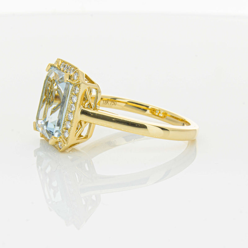 18ct Yellow Gold 3.00ct Aquamarine & Diamond Empire Ring-Ring-Walker & Hall