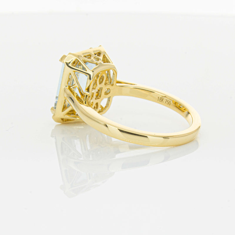 18ct Yellow Gold 3.00ct Aquamarine & Diamond Empire Ring-Ring-Walker & Hall