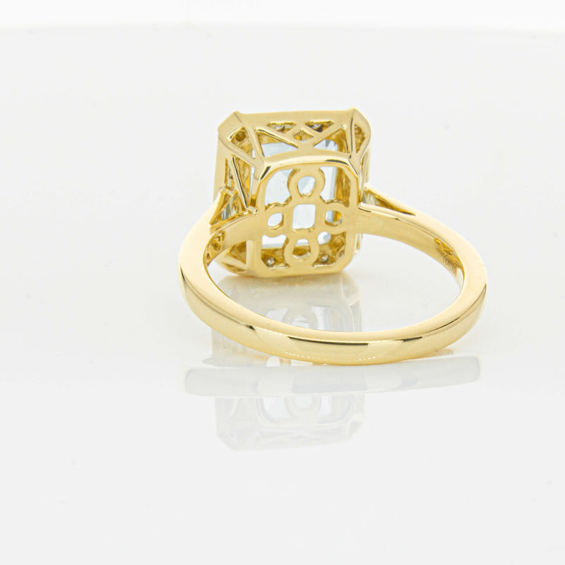18ct Yellow Gold 3.00ct Aquamarine & Diamond Empire Ring-Ring-Walker & Hall