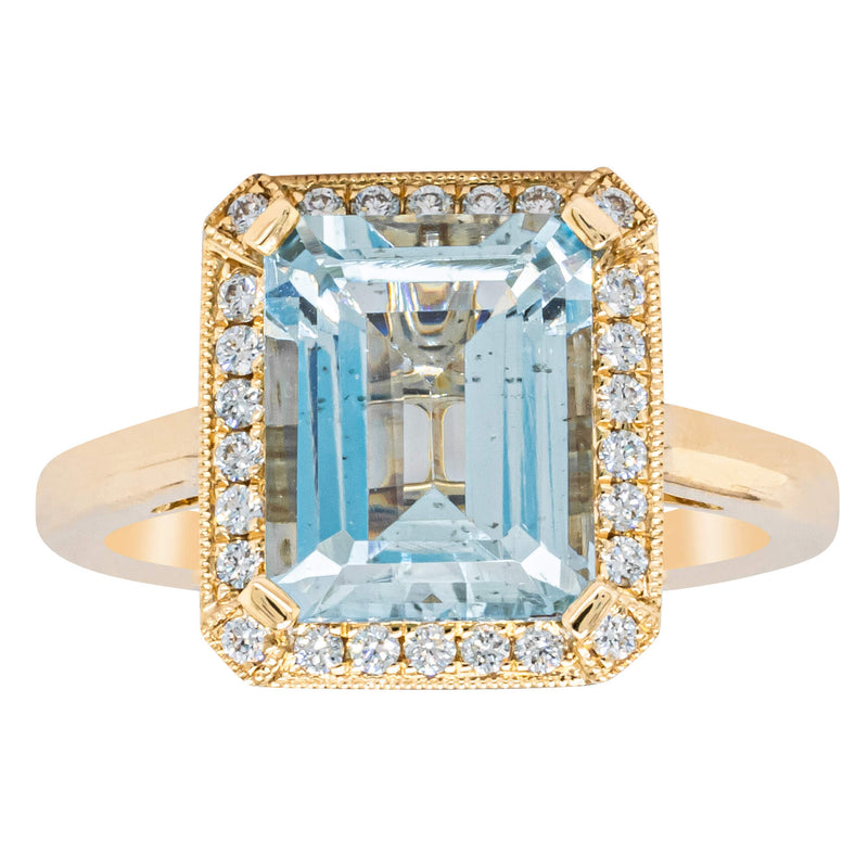 18ct Yellow Gold 3.00ct Aquamarine & Diamond Empire Ring-Ring-Walker & Hall