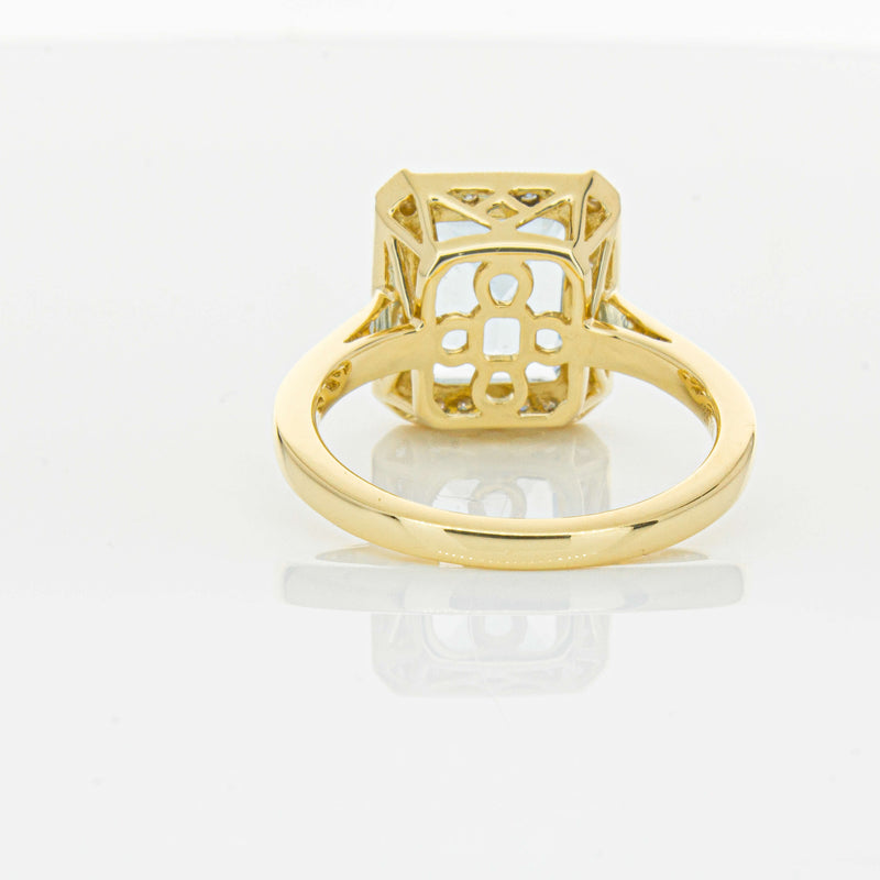 18ct Yellow Gold 3.00ct Aquamarine & Diamond Empire Ring-Ring-Walker & Hall