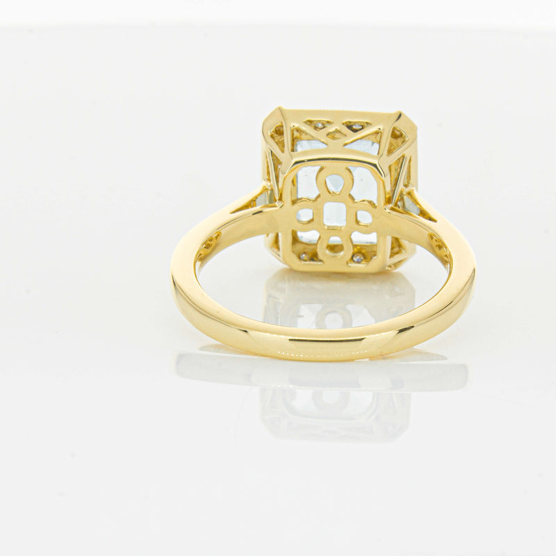 18ct Yellow Gold 3.00ct Aquamarine & Diamond Empire Ring-Ring-Walker & Hall