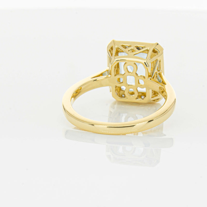 18ct Yellow Gold 3.00ct Aquamarine & Diamond Empire Ring-Ring-Walker & Hall