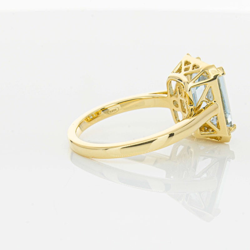 18ct Yellow Gold 3.00ct Aquamarine & Diamond Empire Ring-Ring-Walker & Hall