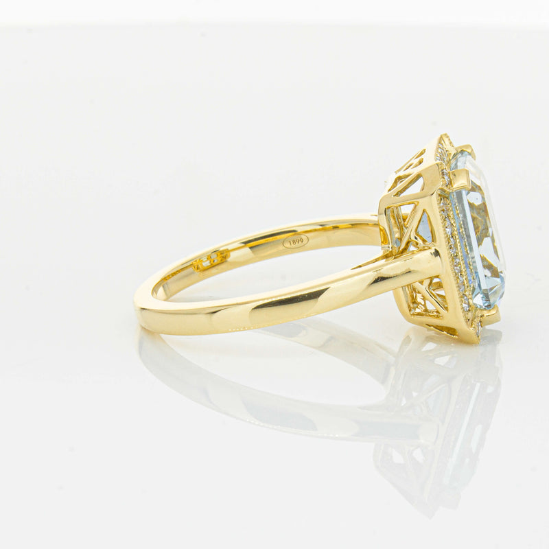 18ct Yellow Gold 3.00ct Aquamarine & Diamond Empire Ring-Ring-Walker & Hall