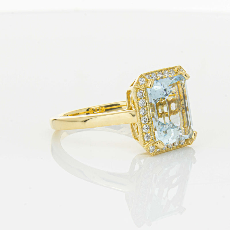 18ct Yellow Gold 3.00ct Aquamarine & Diamond Empire Ring-Ring-Walker & Hall