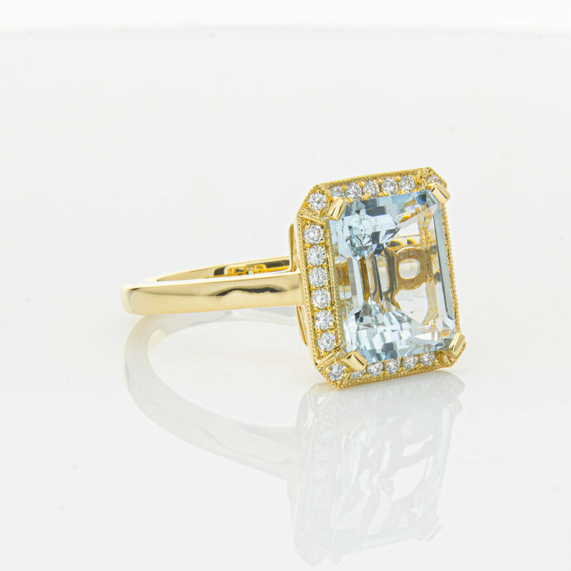18ct Yellow Gold 3.00ct Aquamarine & Diamond Empire Ring-Ring-Walker & Hall