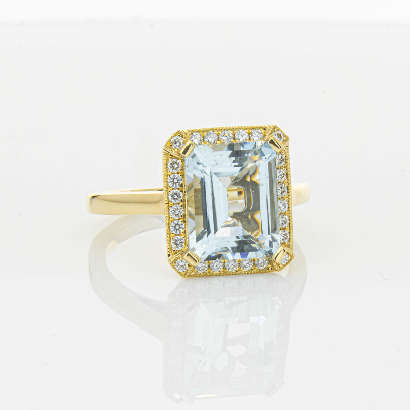 18ct Yellow Gold 3.00ct Aquamarine & Diamond Empire Ring-Ring-Walker & Hall
