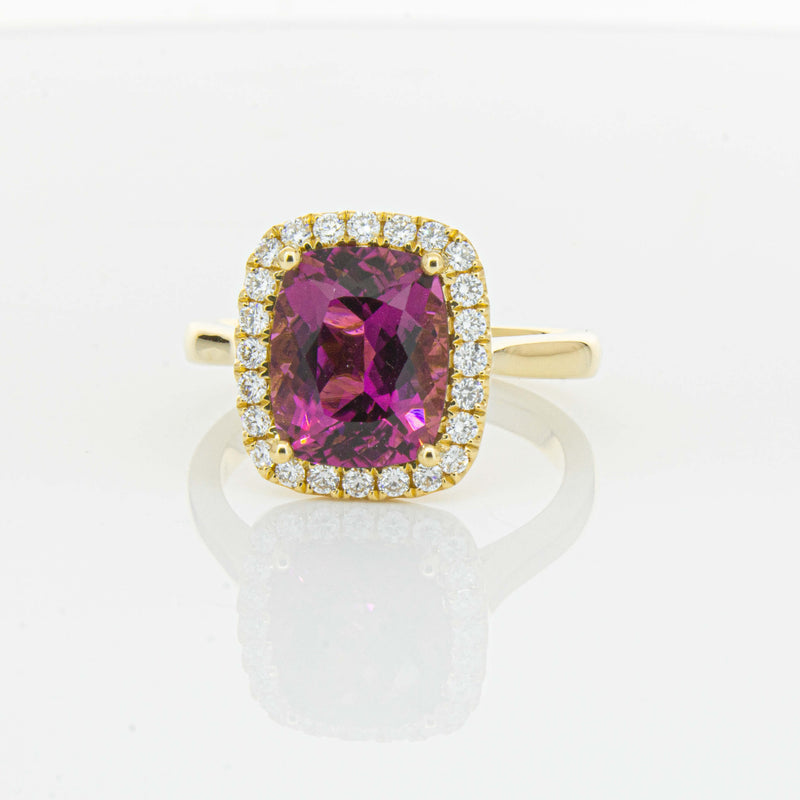 18ct Yellow Gold 3.21ct Pink Tourmaline & Diamond Fleur Ring-Ring-Walker & Hall