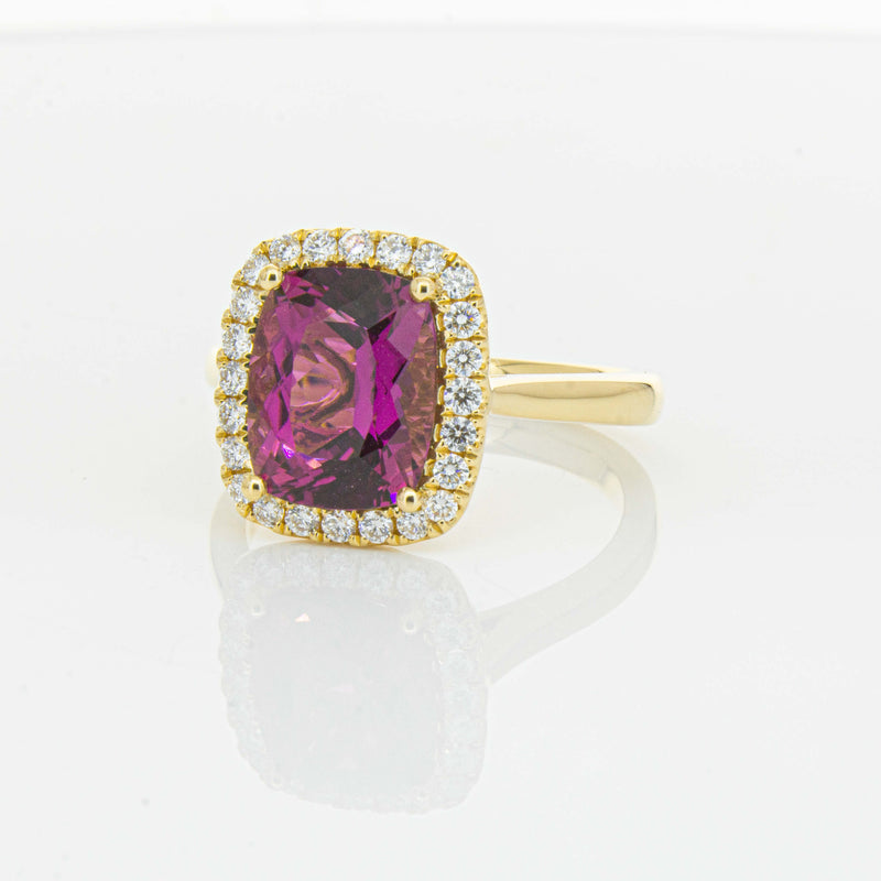 18ct Yellow Gold 3.21ct Pink Tourmaline & Diamond Fleur Ring-Ring-Walker & Hall