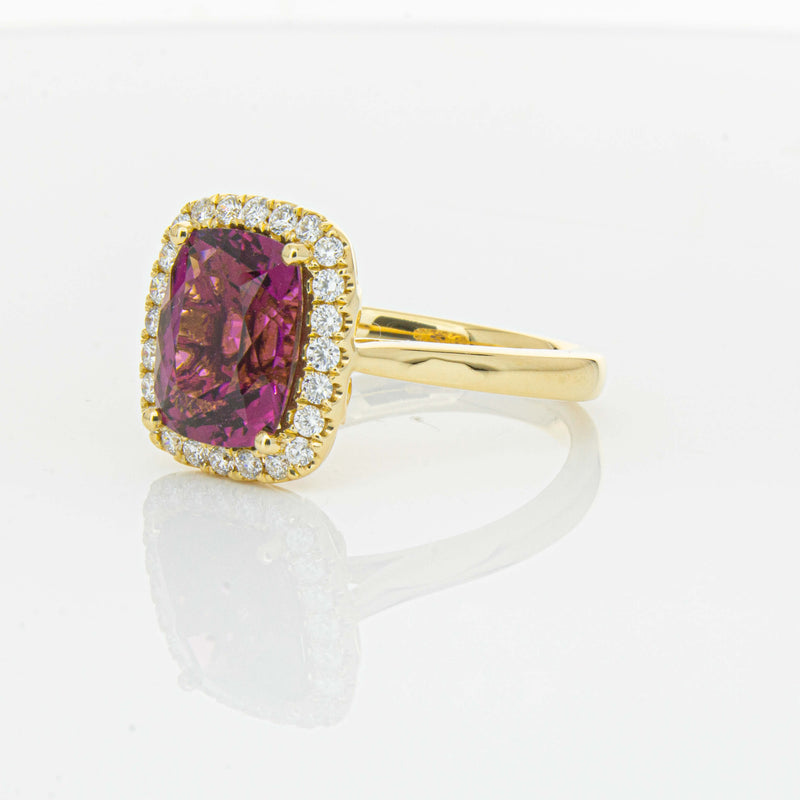 18ct Yellow Gold 3.21ct Pink Tourmaline & Diamond Fleur Ring-Ring-Walker & Hall