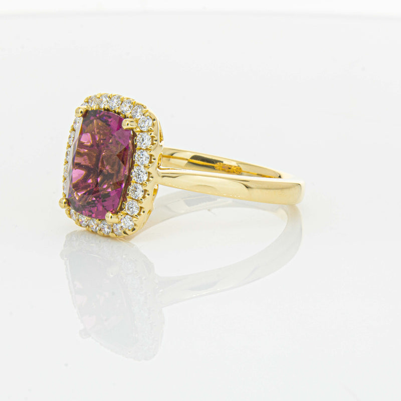 18ct Yellow Gold 3.21ct Pink Tourmaline & Diamond Fleur Ring-Ring-Walker & Hall
