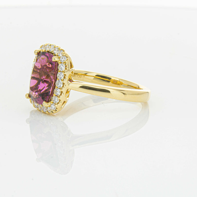 18ct Yellow Gold 3.21ct Pink Tourmaline & Diamond Fleur Ring-Ring-Walker & Hall