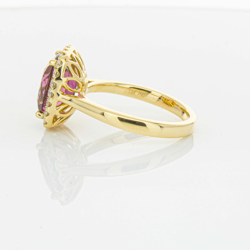18ct Yellow Gold 3.21ct Pink Tourmaline & Diamond Fleur Ring-Ring-Walker & Hall