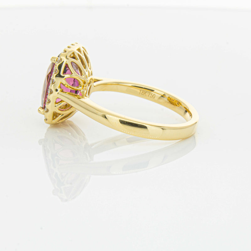 18ct Yellow Gold 3.21ct Pink Tourmaline & Diamond Fleur Ring-Ring-Walker & Hall