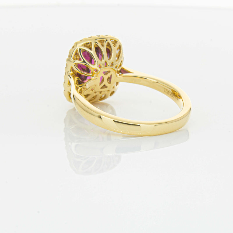 18ct Yellow Gold 3.21ct Pink Tourmaline & Diamond Fleur Ring-Ring-Walker & Hall