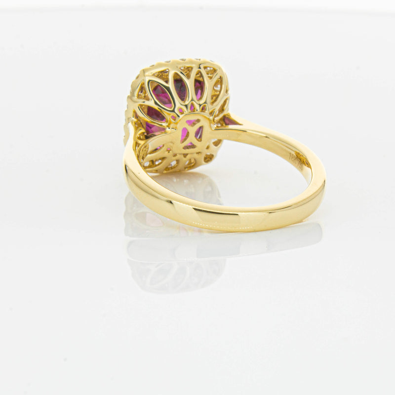 18ct Yellow Gold 3.21ct Pink Tourmaline & Diamond Fleur Ring-Ring-Walker & Hall