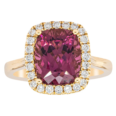 18ct Yellow Gold 3.21ct Pink Tourmaline & Diamond Fleur Ring-Ring-Walker & Hall