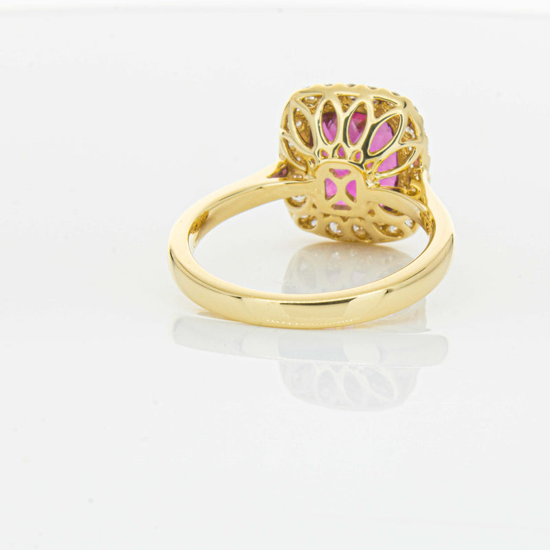 18ct Yellow Gold 3.21ct Pink Tourmaline & Diamond Fleur Ring-Ring-Walker & Hall
