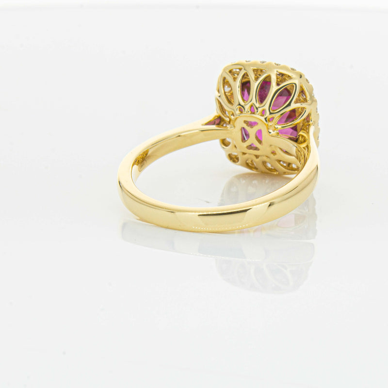 18ct Yellow Gold 3.21ct Pink Tourmaline & Diamond Fleur Ring-Ring-Walker & Hall
