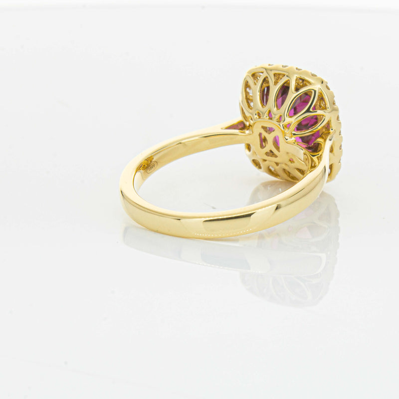 18ct Yellow Gold 3.21ct Pink Tourmaline & Diamond Fleur Ring-Ring-Walker & Hall