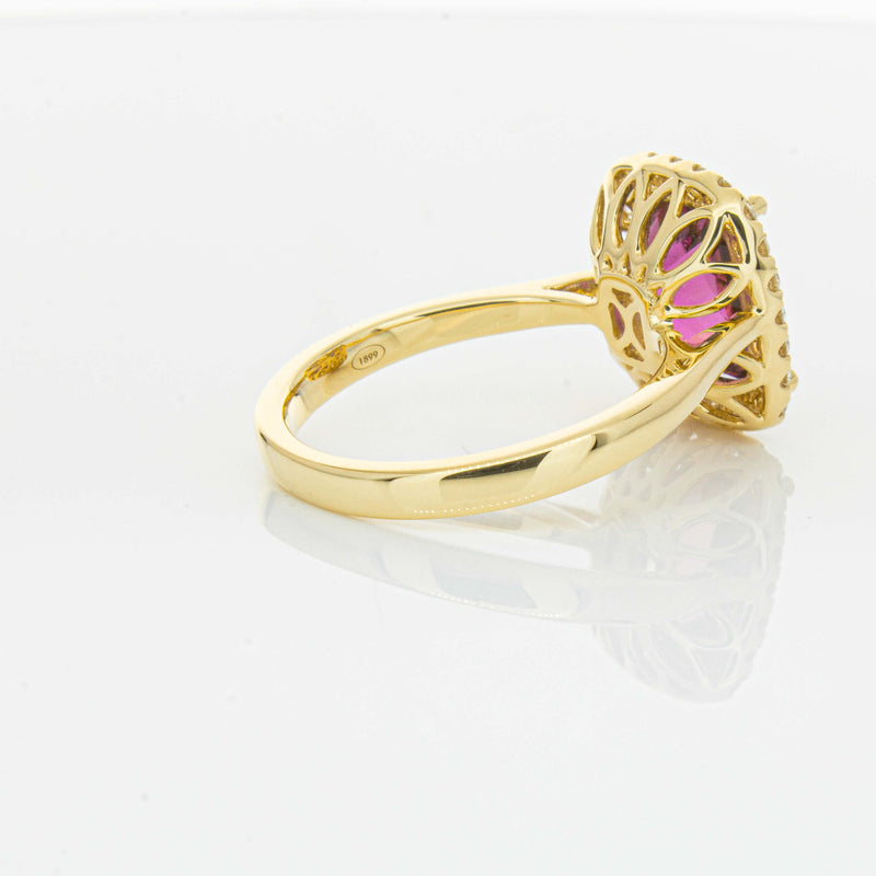 18ct Yellow Gold 3.21ct Pink Tourmaline & Diamond Fleur Ring-Ring-Walker & Hall