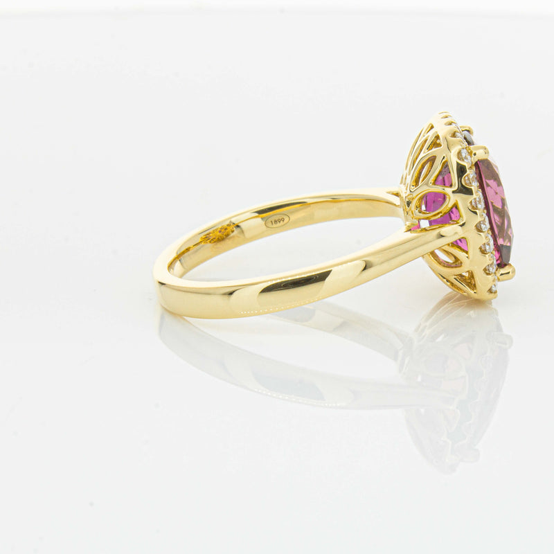 18ct Yellow Gold 3.21ct Pink Tourmaline & Diamond Fleur Ring-Ring-Walker & Hall