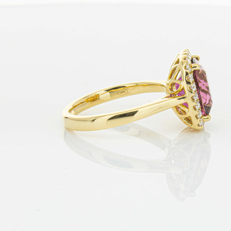 18ct Yellow Gold 3.21ct Pink Tourmaline & Diamond Fleur Ring-Ring-Walker & Hall