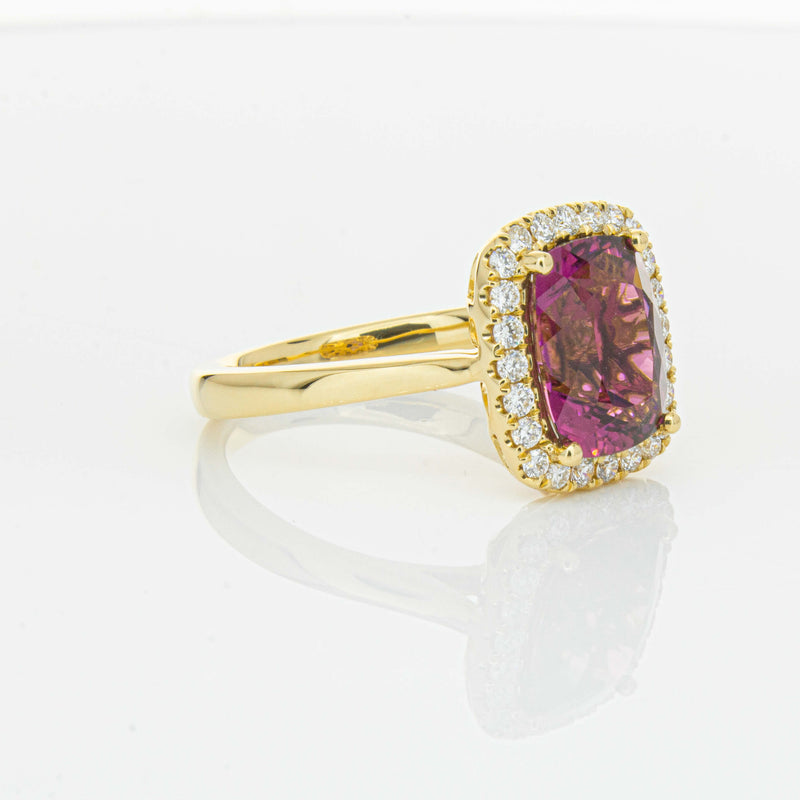 18ct Yellow Gold 3.21ct Pink Tourmaline & Diamond Fleur Ring-Ring-Walker & Hall