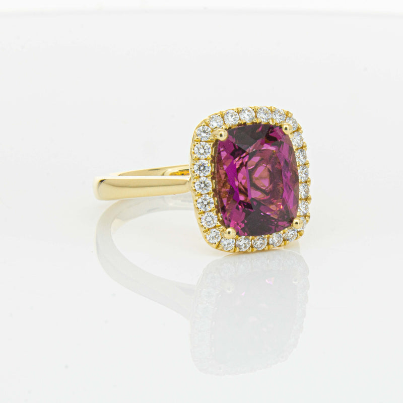 18ct Yellow Gold 3.21ct Pink Tourmaline & Diamond Fleur Ring-Ring-Walker & Hall
