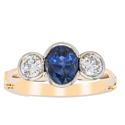 Deja Vu 18ct Yellow Gold 1.50ct Sapphire & Diamond Ring-Ring-Walker & Hall