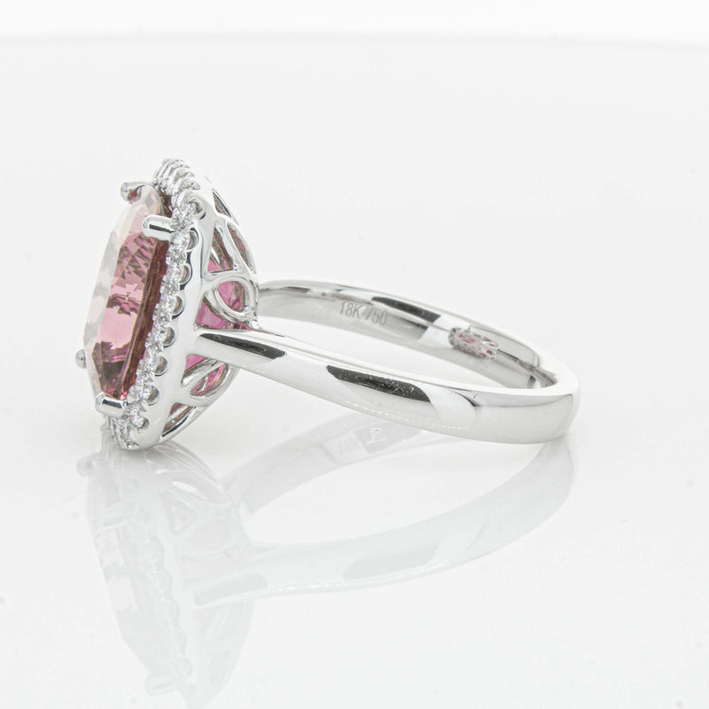 18ct White Gold 5.64ct Pink Tourmaline & Diamond Fleur Ring-Ring-Walker & Hall