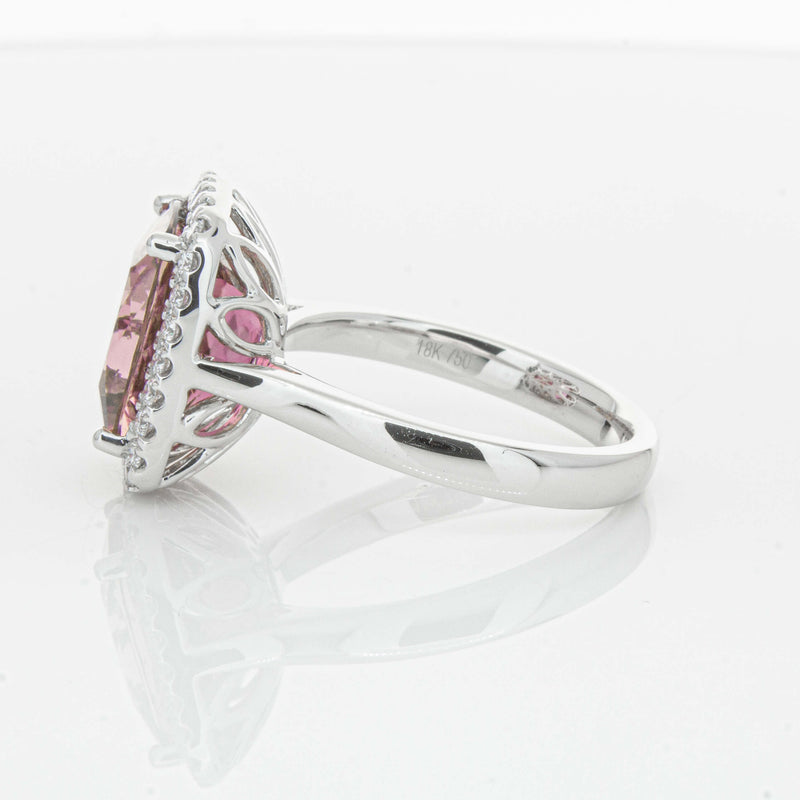 18ct White Gold 5.64ct Pink Tourmaline & Diamond Fleur Ring-Ring-Walker & Hall