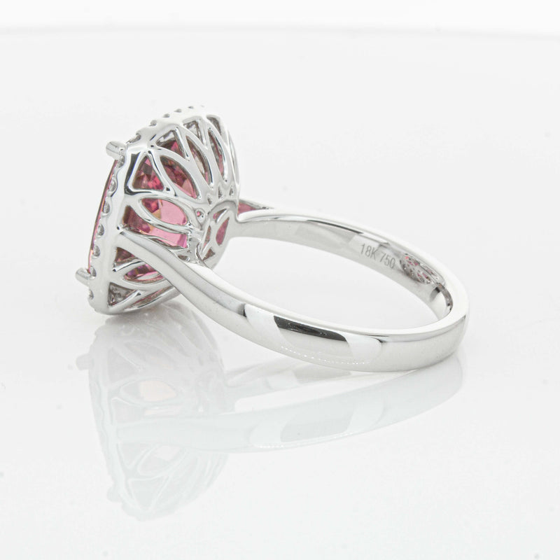 18ct White Gold 5.64ct Pink Tourmaline & Diamond Fleur Ring-Ring-Walker & Hall